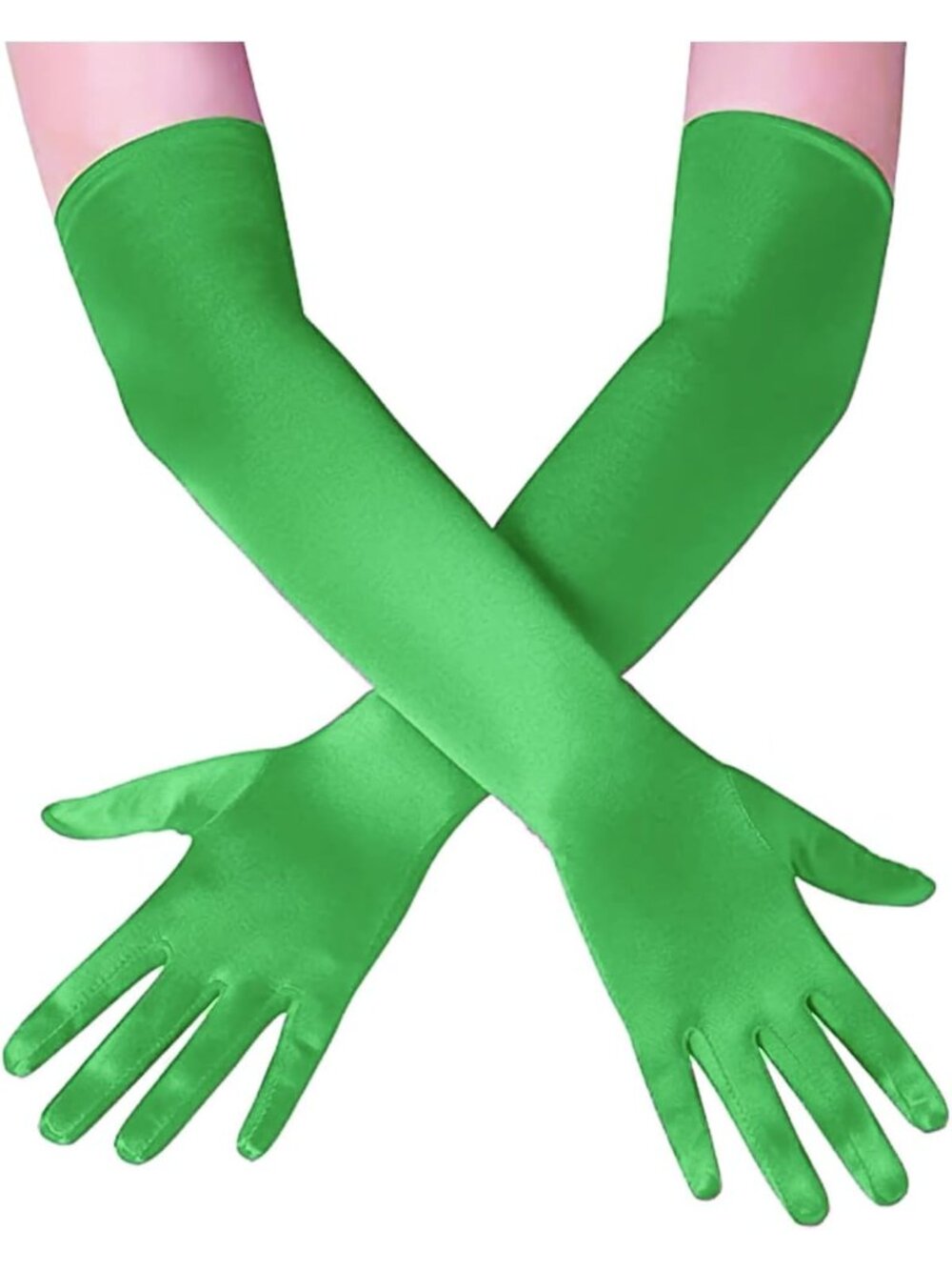 Women's Green 1920s Elbow Length Satin Wedding Cosplay Flapper Opera Gloves